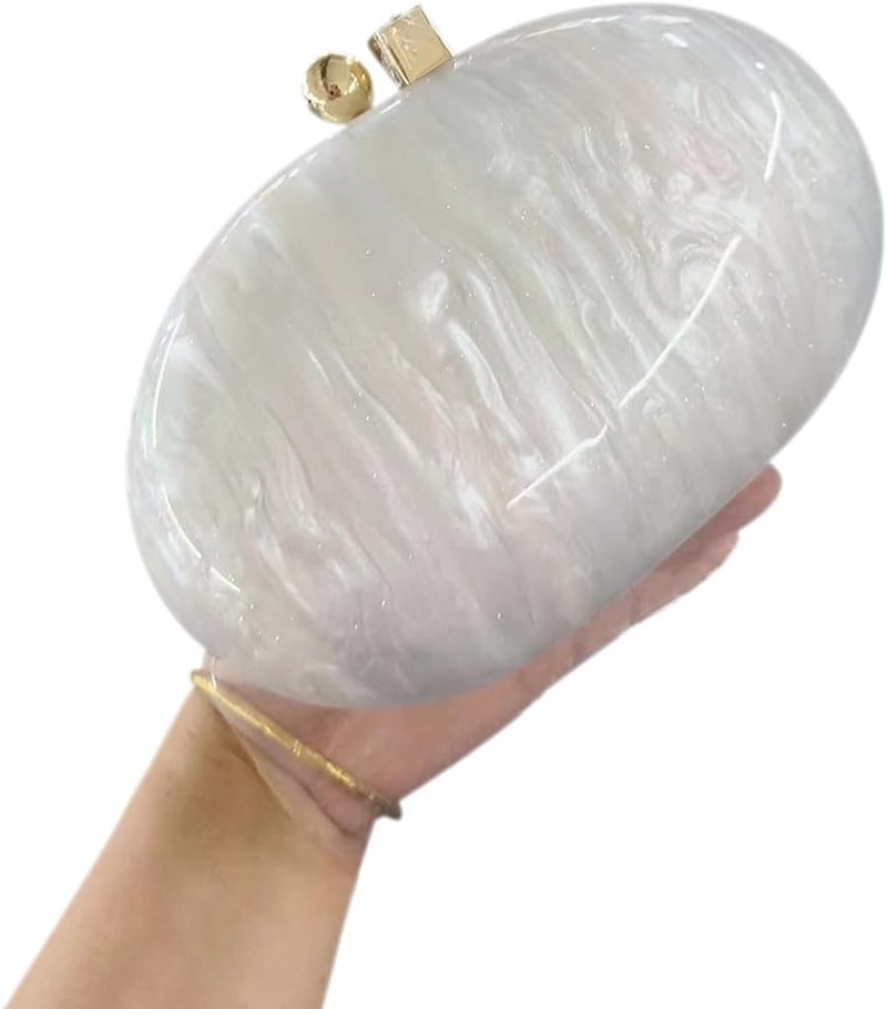 GSYPS Acrylic Evening Clutch Bag for Women Shell Shape Shoulder Crossbody Bag Glitter Marble Purse Handbag - Image 2